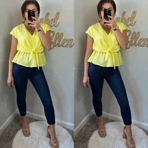She + Sky sassy Sunshine yellow peplum top size Small